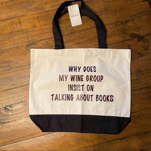 Wine and Book Canvas Tote Bag